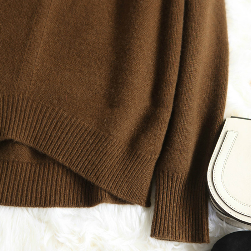 Höst och vinter cashmere tröja lös retro ull dam turtleneck tröja stickad tröja varm tröja