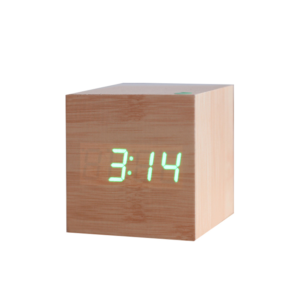 Horloge miroir en bois moderne commande sonore | Horloge numérique de bureau, horloge numérique, horloge électronique: bamboo green