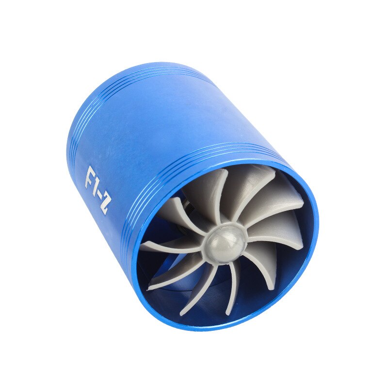 FORAUTO coche compresor gasolina ahorro de combustible ventilador de aire del coche de doble turbocompresor turbo F1-Z para motor de vehículo Modificación de coche M: Azul
