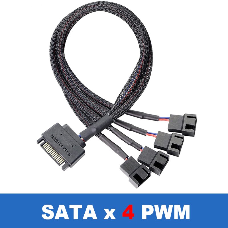 Sata Naar 3 Pin 4 Pin Fan Mouwen Power Splitter Kabel Adapter,15Pin Sata Naar 1/2/3/4/5 TX3 / TX4 (Pwm) 12V Pc Case Cooler Y Cord: SATA x 4 Port