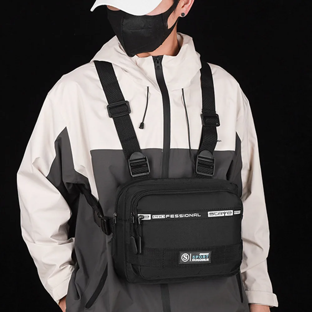 Männer Molle Brusttasche Anti-Diebstahl Oxford Molle Schulter Weste Taschen verstellbar sicher multifunktional leicht für draussen-Camping