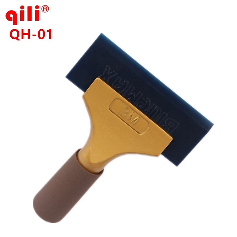 Qh -01 guldskaft af aluminium med kort håndtag skraber power gummiskraber aluminium håndtag skraber med blå max gummiklinger