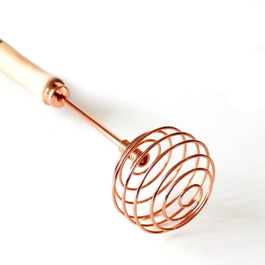Licht Luxus Rose Gold Ei Rührgerät Schneebesen Buche Holz Griff Edelstahl Spirale Manuelle Schneebesen Küche Zubehör Kochen Werkzeuge