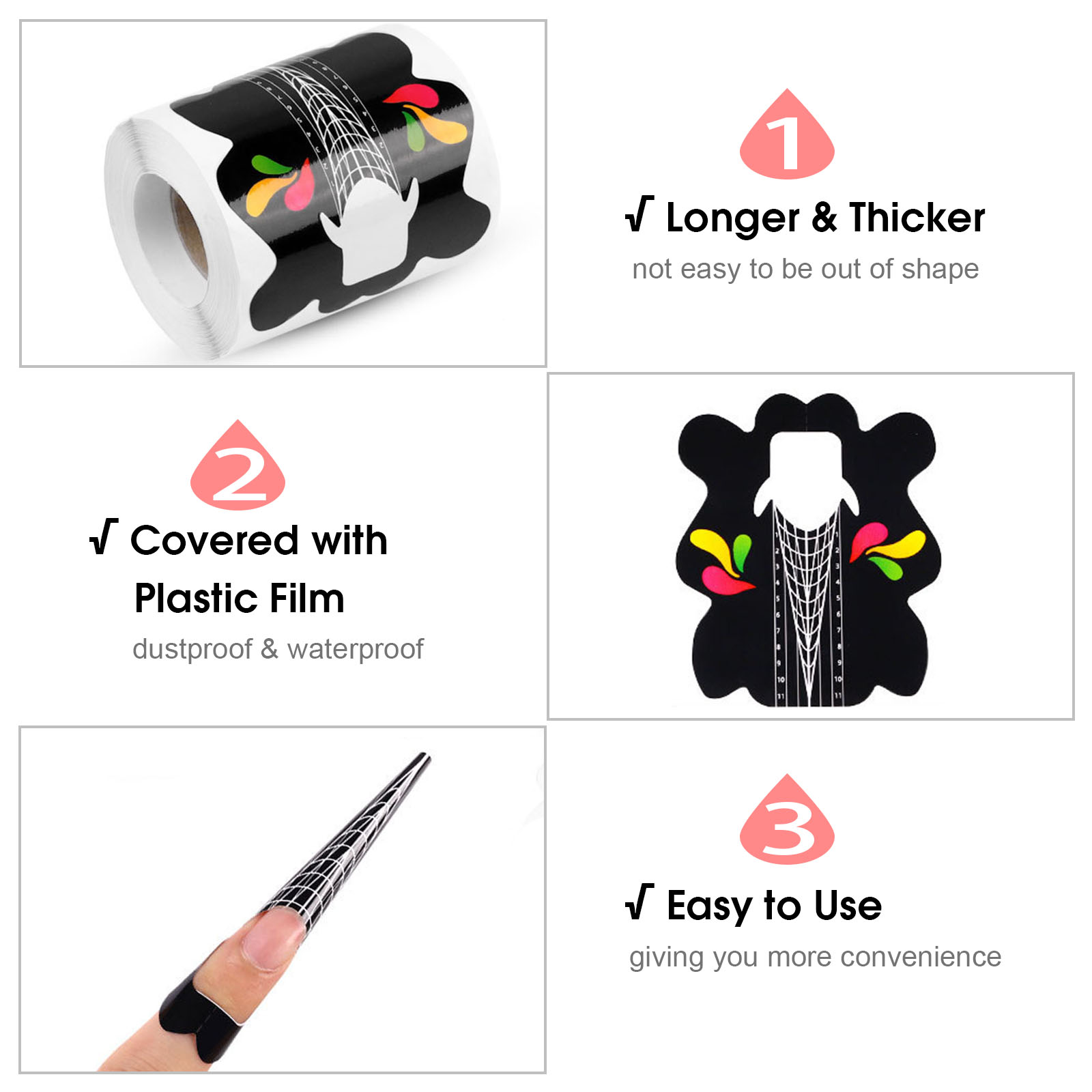 100PCS Nails Form Nail Art Tips Guide Sticker Adhesive Dustproof Nail Form Extension Paper Nail Tool