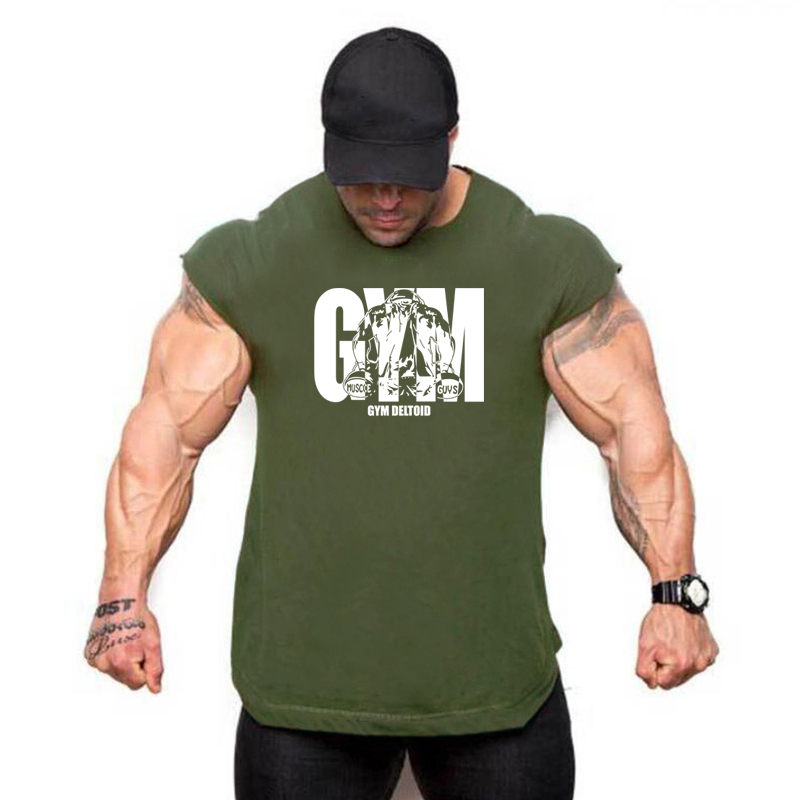 Sommargymmärke för män, bodybuilding och fitness, stringer-linne, sportväst, muskel-ärmlös tröja, träningslinnen: L / Röd