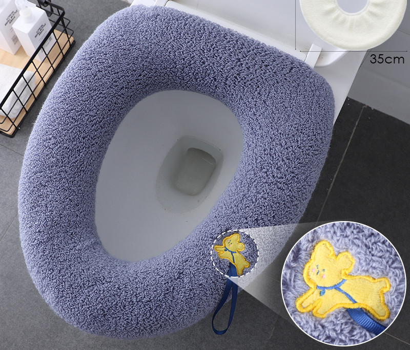 Winter Large Universal Keep Warm Waterproof Soft Toilet Mat Washable Thicken Bathroom Supplies Toilet Seat Cover Accessories: A