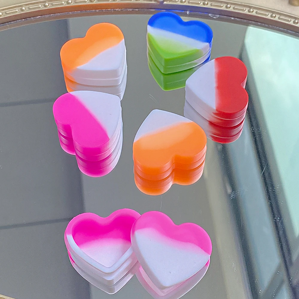 10 stuks roze hartvormige siliconen potjes voor olie, meisjesachtige opbergdoosjes voor nagelfolie, lippenstift, make-upcrème: Zwart