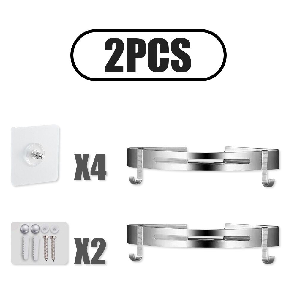 Bathroom Shelf Shower Storage Rack Wall Triangle Storage Standing Shelves Shampoo Holder No Drill Punching Bathroom Accessories: Sliver-A 2 PCS