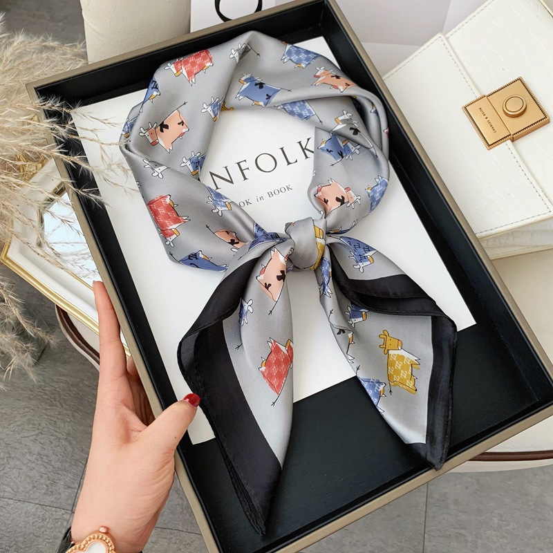 Luxo xale de seda lenço quadrado para mulheres cetim moda envolve lenço feminino faixas de cabelo fita bandana mulher hijab