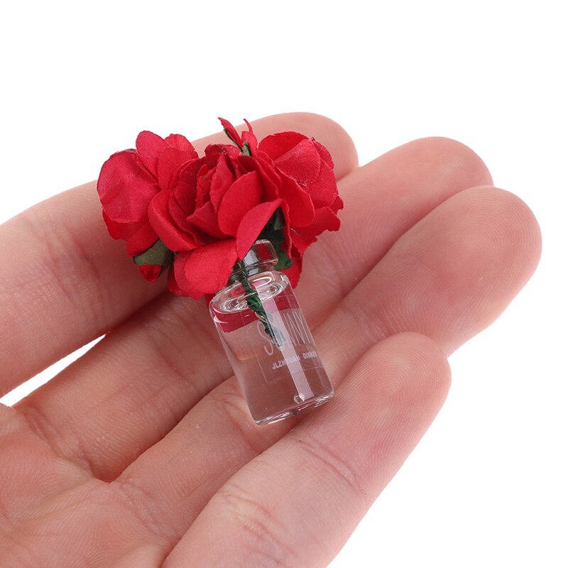 1pc Mini Flowers Potted Plant Doll House Decor 1:12 DollHouse Furniture Toys Garden Ornaments