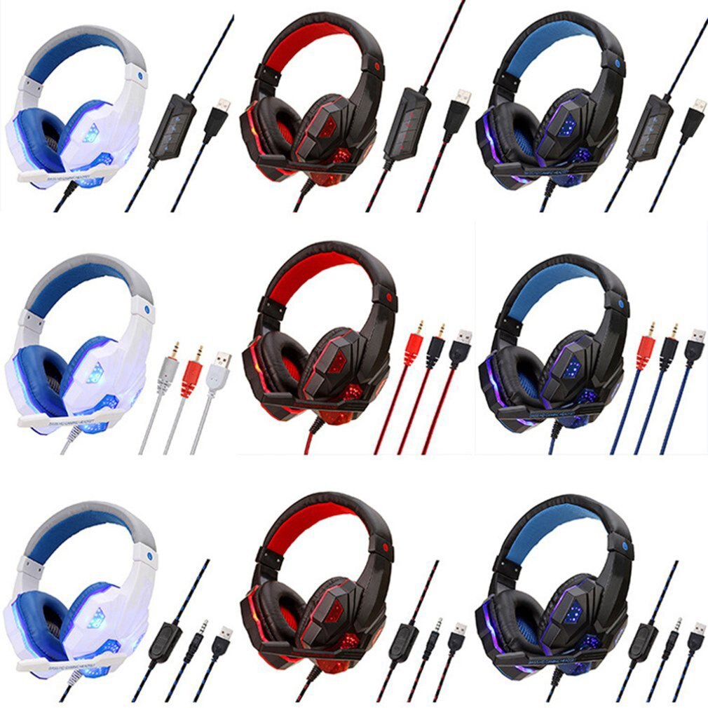 Datamaskin headset til  ps4 søle luminescens hodetelefoner pc lysende hodetelefoner headset til spilling kablede hodetelefoner
