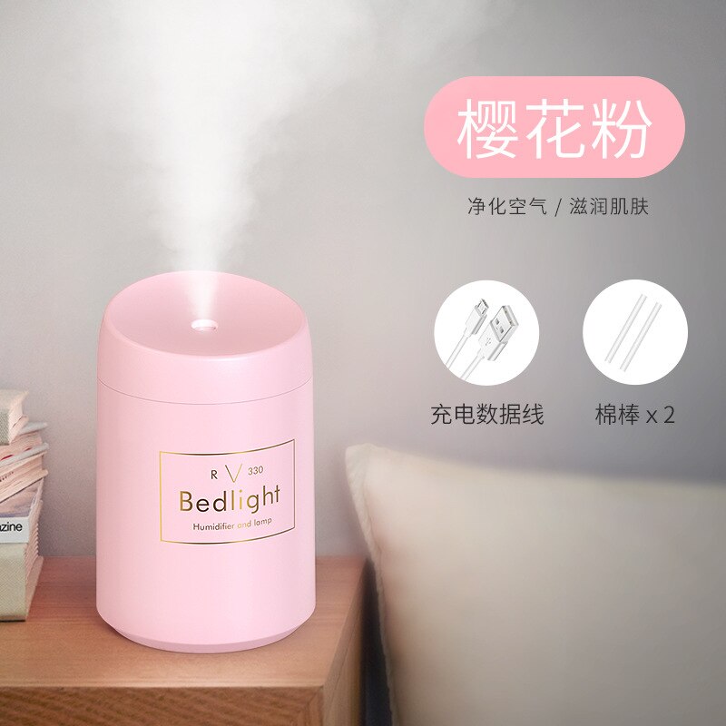 Luchtbevochtiger Usb Huishouden Lucht Verstuiver Kleine Nacht Lamp Bureau Oppervlak Panel Auto Gemonteerd Creatieve Retro: R5 Pink