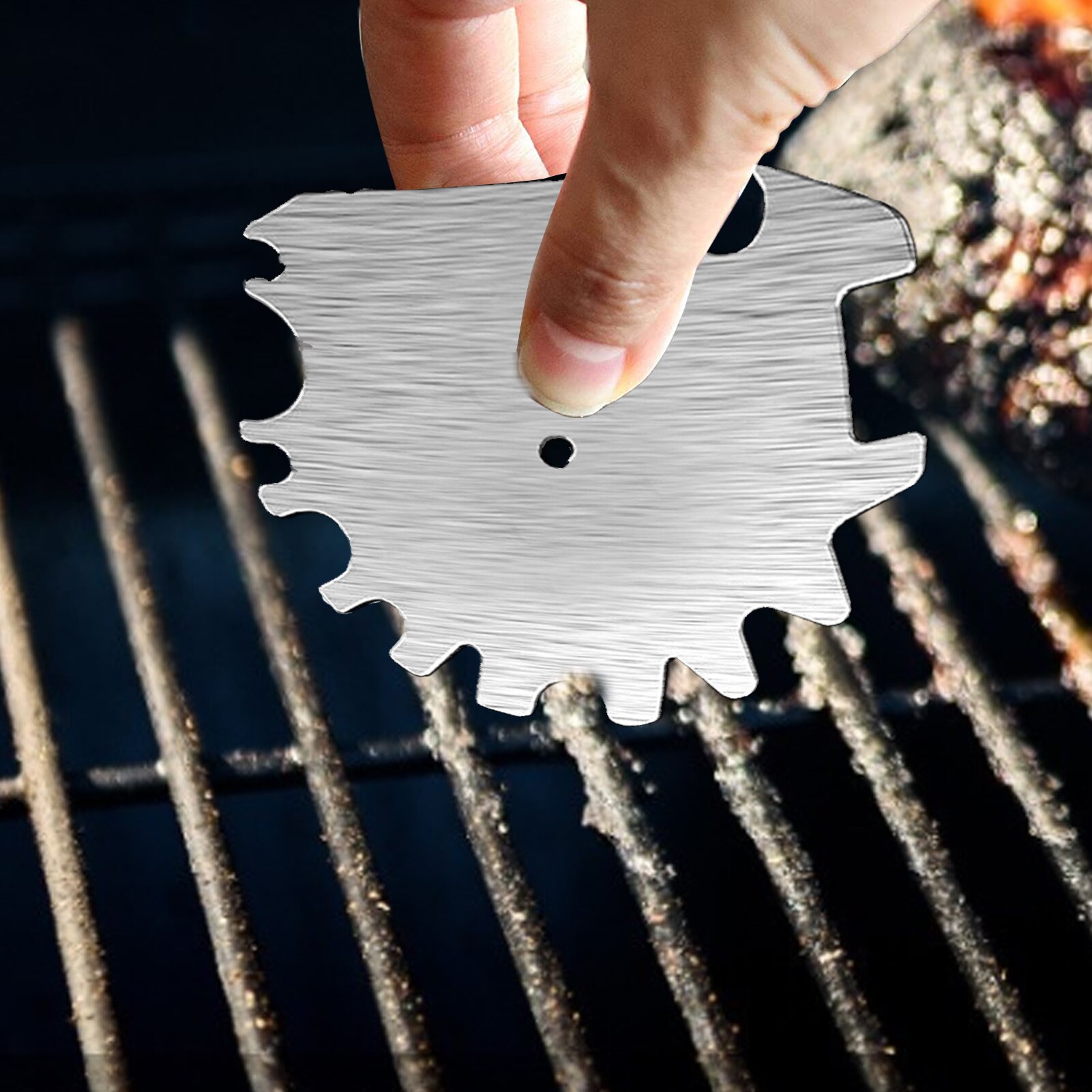 Grill Scraper Tool Stainless Steel BBQ Grill Brush Bristle Free Cleaner Bottle Opener Accessories For Men BBQ Grill Clean