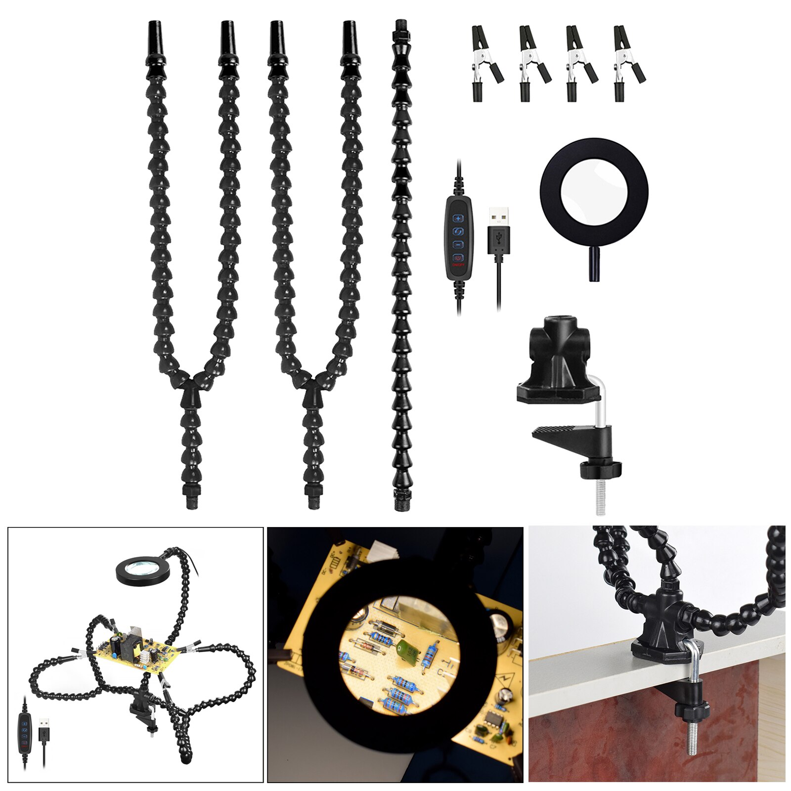 Helping Hands Soldering Third Hand Tools 3X Illuminated Magnifier Welding Repair Tool