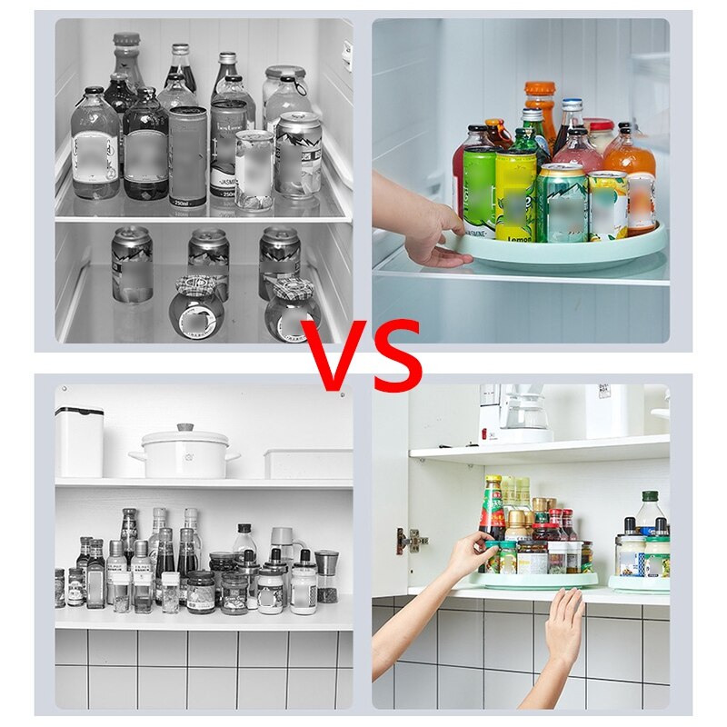 360 Rotation Spice Rack Pantry Cabinet Turntable with Wide Base Storage Tray Organizer for Kitchen Seasoning 23cm