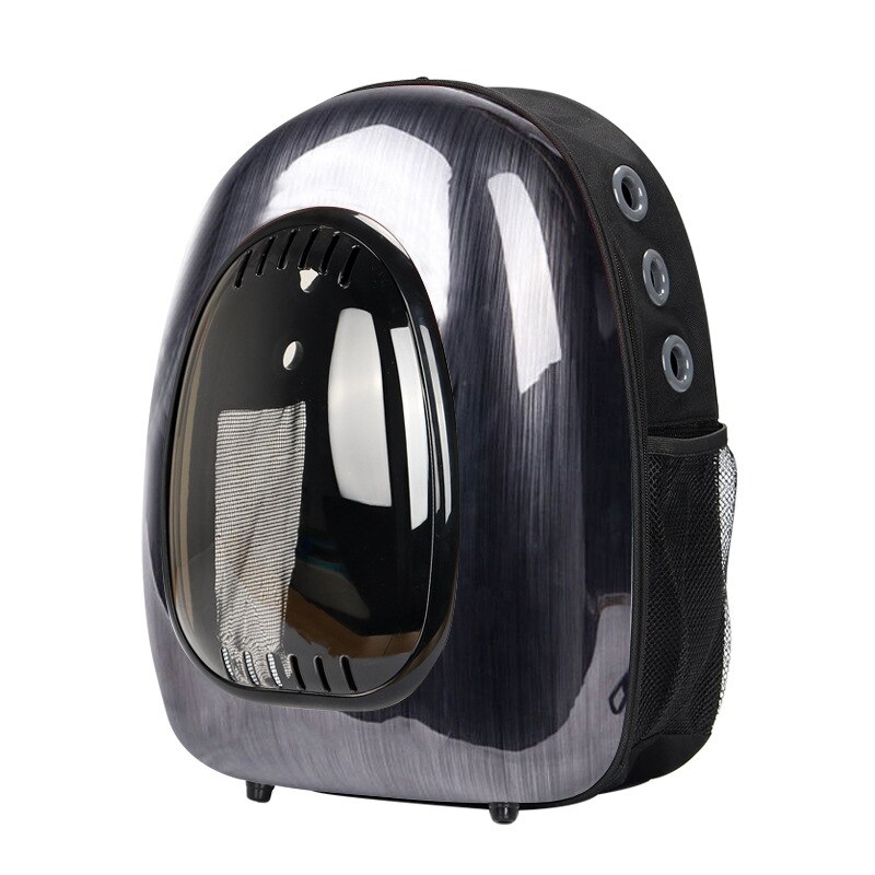 Outdoor Astronaut Bubble Portable Window Cat Travel Bag Breathable Space Capsule Carrier Pet Backpack For Cat Dog: P Brushed Black