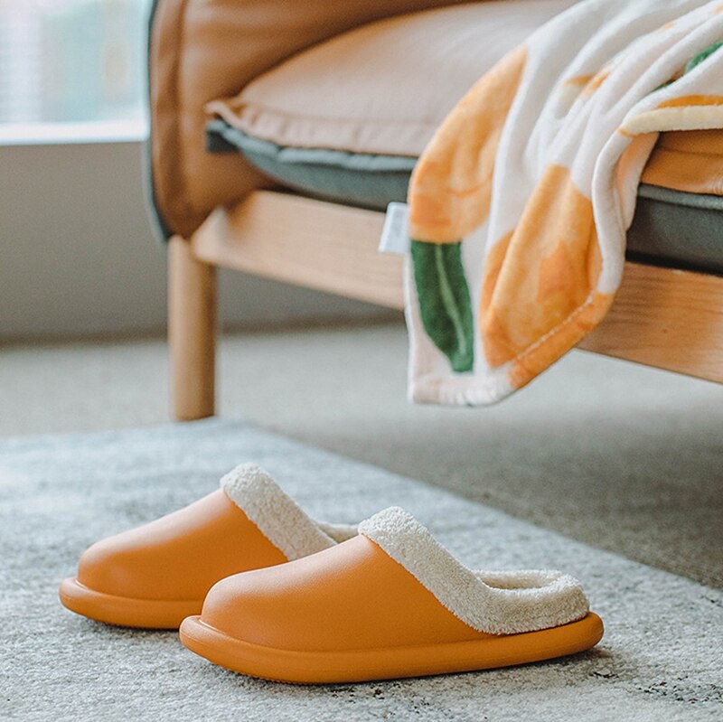 Herfst en winter huispantoffels heren dames waterdichte platform katoenen pantoffels dikke bodem antislip binnen warm zacht