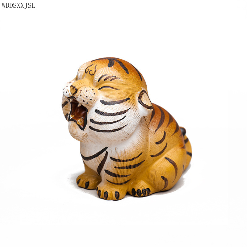 Creatieve Cartoon Paars Zand Thee Huisdier Tijger Ornamenten Zodiac Handgeschilderde Tijger Thee Huis Woonkamer Salontafel Accessoires