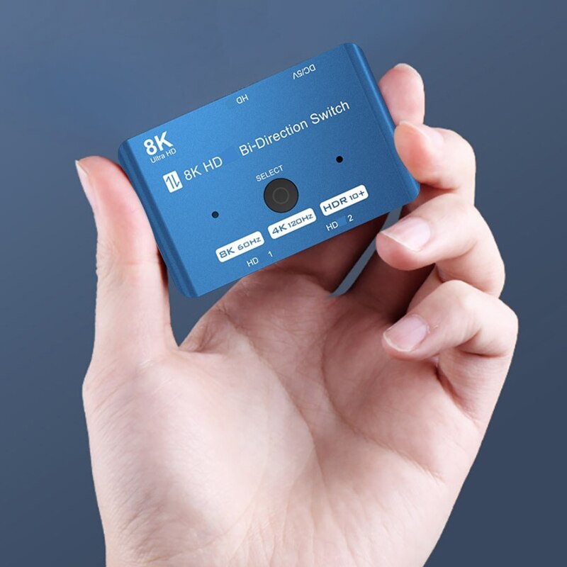 Selector de interruptor bidireccional compatible con HDTV DP1.4, 1 en 2, Salida 2 en 1, caja de conmutador 8k 60hz/ 4k 120hz