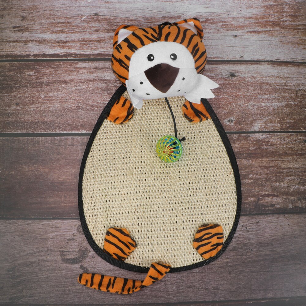 SchöNe Sisal Teppich Tiger Puppe Katze kratzen Pad Schleifen Klaue Matte Schutz Kratzer matt Katze Interaktive Spielzeug mit Glocke