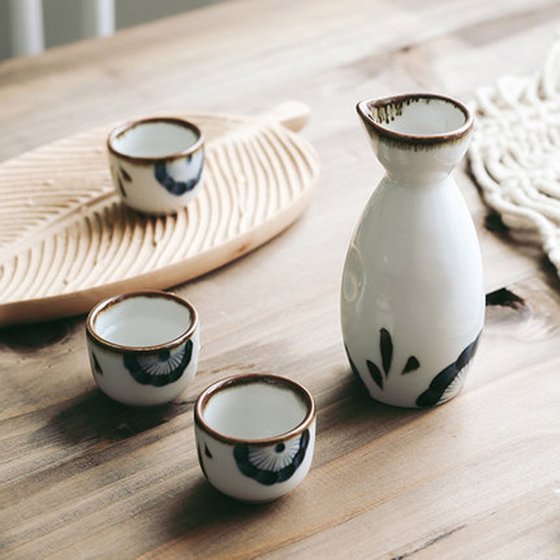 FANCITY Hand-painted hand-color sake bottle set household wine bottle wine glass white wine glass yellow wine glass dispenser