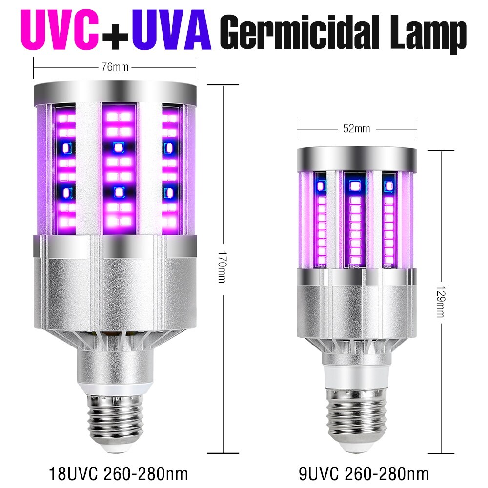 Lampada germicida UV portato E27 luce di desinfezione Ultravioleta 220V portato UVC Sterlizer lampadina di mais lampada 9 18 portato disinfezione per la casa