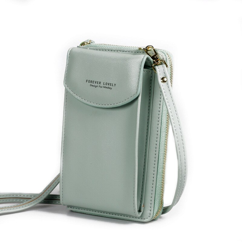 Bolso pequeño para mujer, Cartera de Color sólido de alta capacidad, monedero, funda para teléfono, a la , combina con todo, de longitud media,: 10