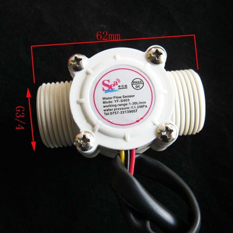 Flow Meter Ssensor Water Fuel Flowmeter Counter Indicator Swimming Pool 1-30L/Min G3/4 DN20