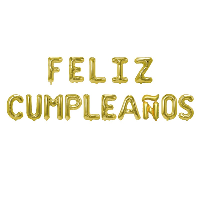 15 stk feliz cumpleanos spansk gratulerer med dagen brev ballonger 16 tommer måke sølv lilla alfabet oppblåsbare globos luftballonger