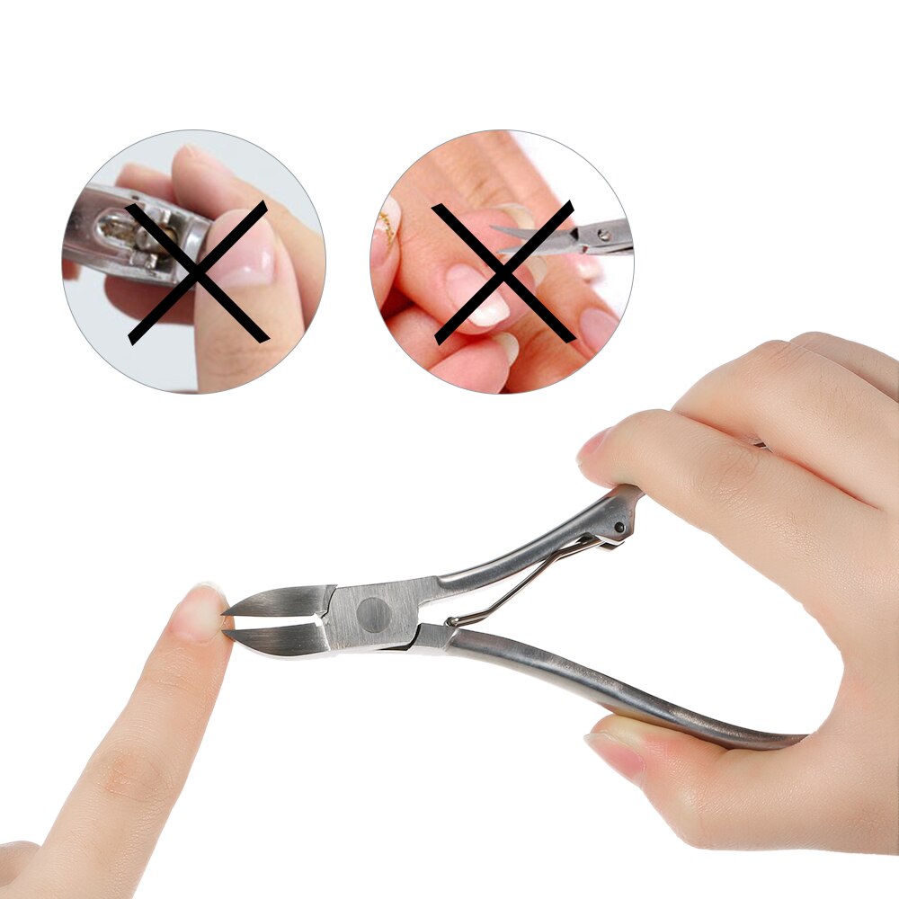 2 stks Nail Manicure Pedicure Tool Rvs Nail Cuticle Schaar + Ingegroeide Teennagel Cleaner Nagelknipper Nipper