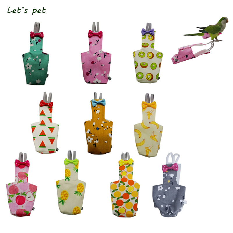 Papegaai Luier Met Bowtie Leuke Kleurrijke Fruit Bloemen Valkparkiet Duiven Kleine Med