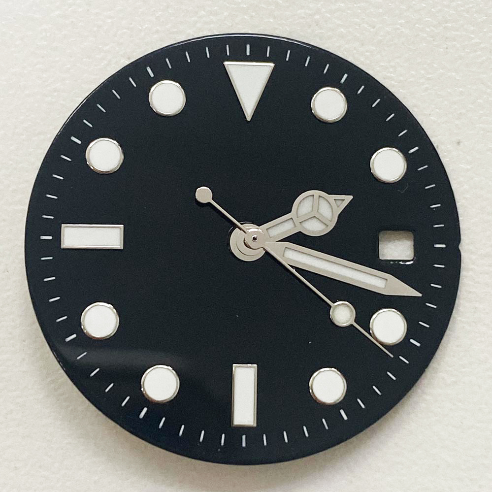 29Mm Blauw Luminouswatch Wijzerplaat + Groene Lichtgevende Handen Horloge Gezicht Vervanging Accessoires Set Voor 8215/8200/821A/2813 Beweging: BLACK