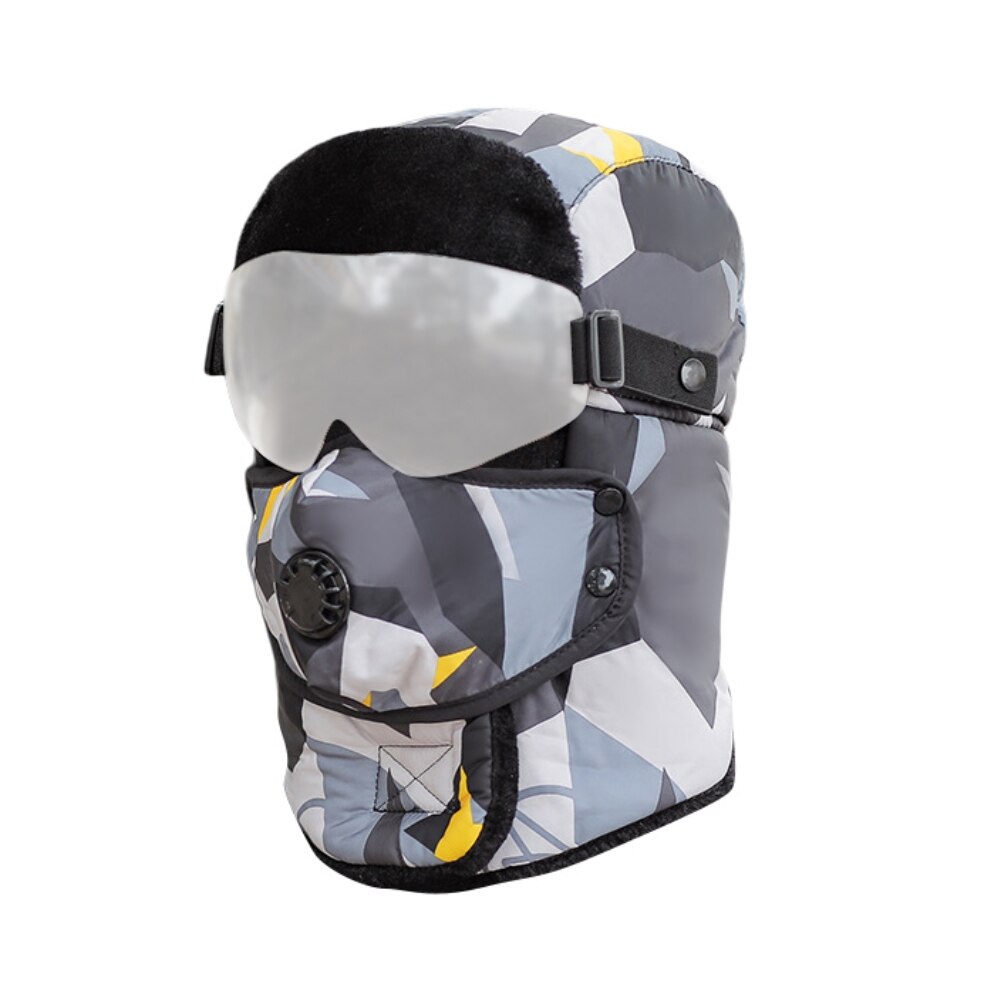 Winter Skiing Warm Hat Outdoor Winter Hiking Cycling Ski Hats Men Women Skiing Waterproof Hood Hat With Glasses Cap Balaclava