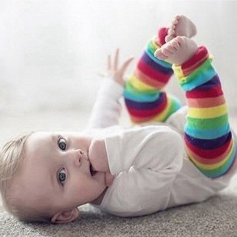 Forskellige babybenvarmere spædbarn knæudstyr bomuld toddler barn dreng pige sokker baby benvarmer 3 par / parti i 0-3 år
