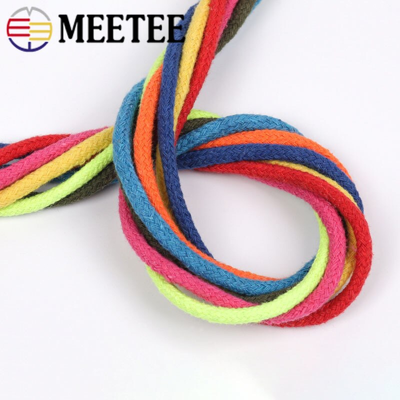 Meetee 20M 5mm gewebte Baumwolle Seil 16 Stränge Feste Schnur für Hosen Taille Starken Seil Bekleidungs Handtasche DIY handwerk handgefertigt Zubehör
