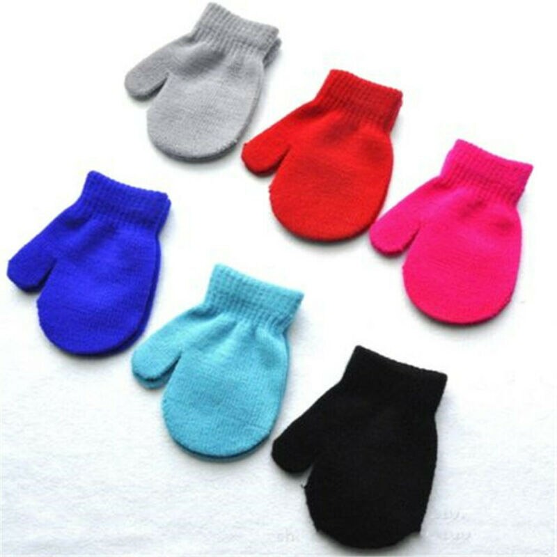 1 paar Baby Peuter Wanten Handschoenen Jongens Meisjes Winter Kinderen Cartoon Warme One Size Katoen Effen Leuke Zachte Sneeuw Buiten accessoires
