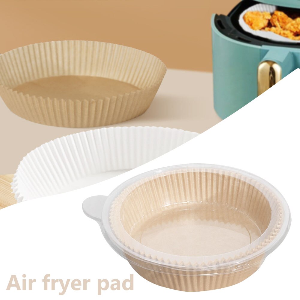 30Pcs Air Friteuse Wegwerp Papier Liner Non-stick Mat Stoomboot Ronde Papier Bakken Matten Keuken Airfryer Bakken Tools accessoires