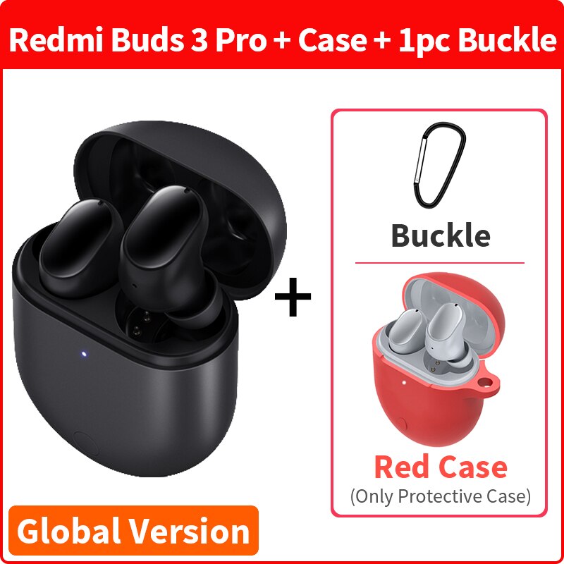 Xiaomi Redmi Airdots 3 Pro Earphone TWS True Wireless Earbuds ANC Bluetooth 5.2 Headset Wireless Charging Redmi Airdots 3Pro: GVBlack N Red Case