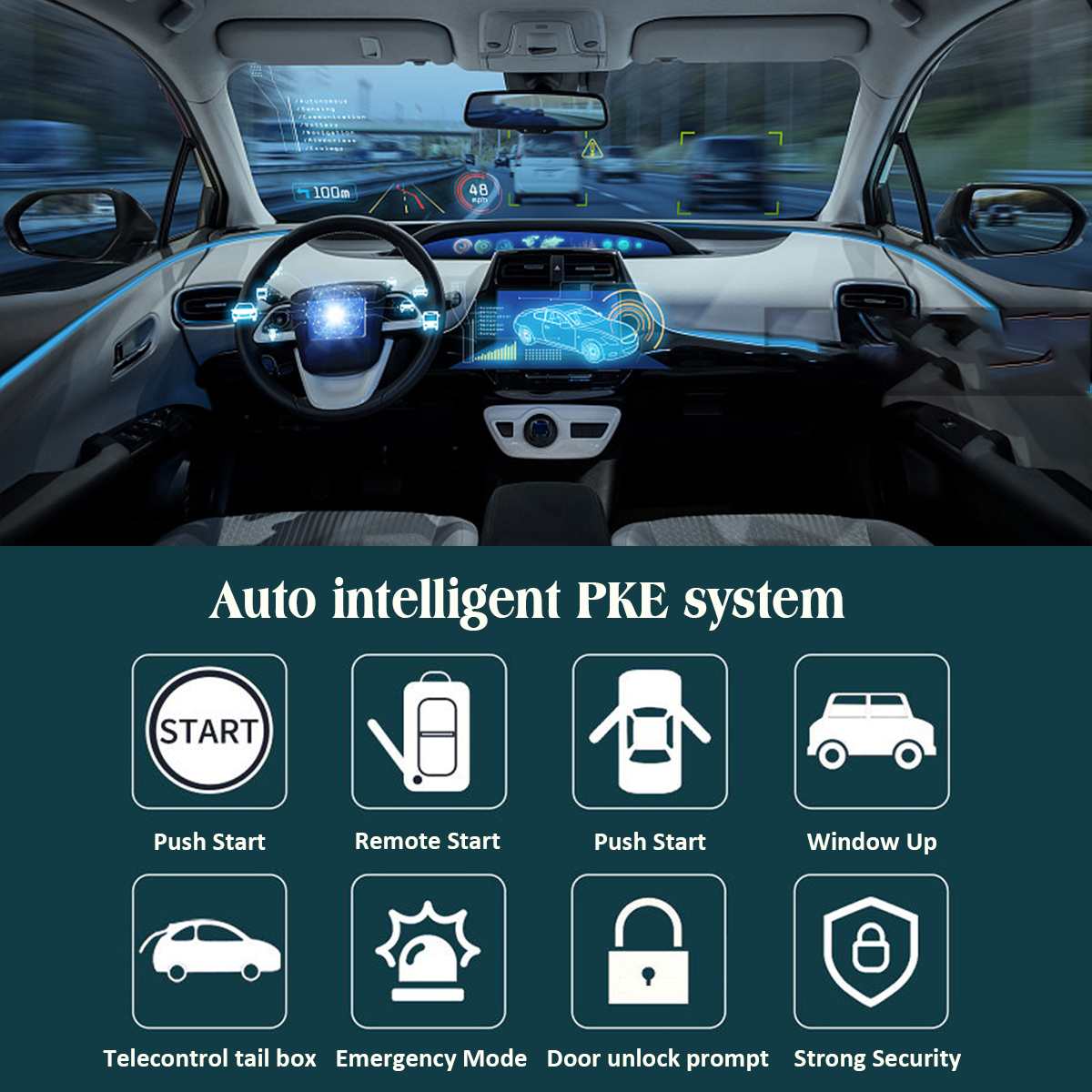 Universal bil pke induktion inbrottslarm system skydd auto remote central bil säkerhetssystem kit med 2 fjärrkontroller