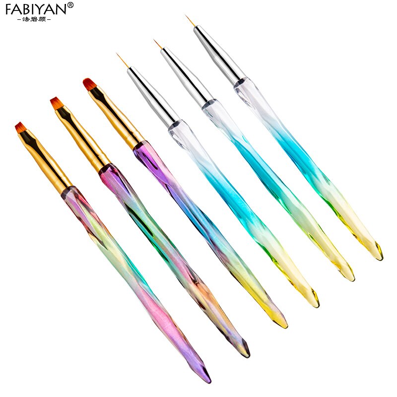 3Pcs Nail Art Brush Gradiënt Acryl Pen Franse Liner Pen Tekening Lijnen Of Schilderen Bloem Diy Manicure Tool