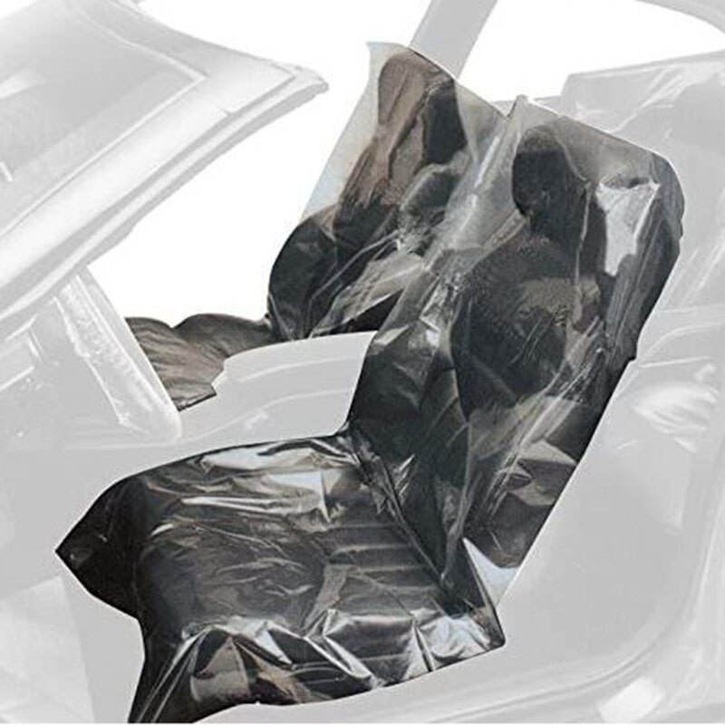 50 unids/set automotriz de asiento de plástico de mantenimiento del vehículo belleza desechables de automoción cubierta de asiento de coche el polvo y la suciedad