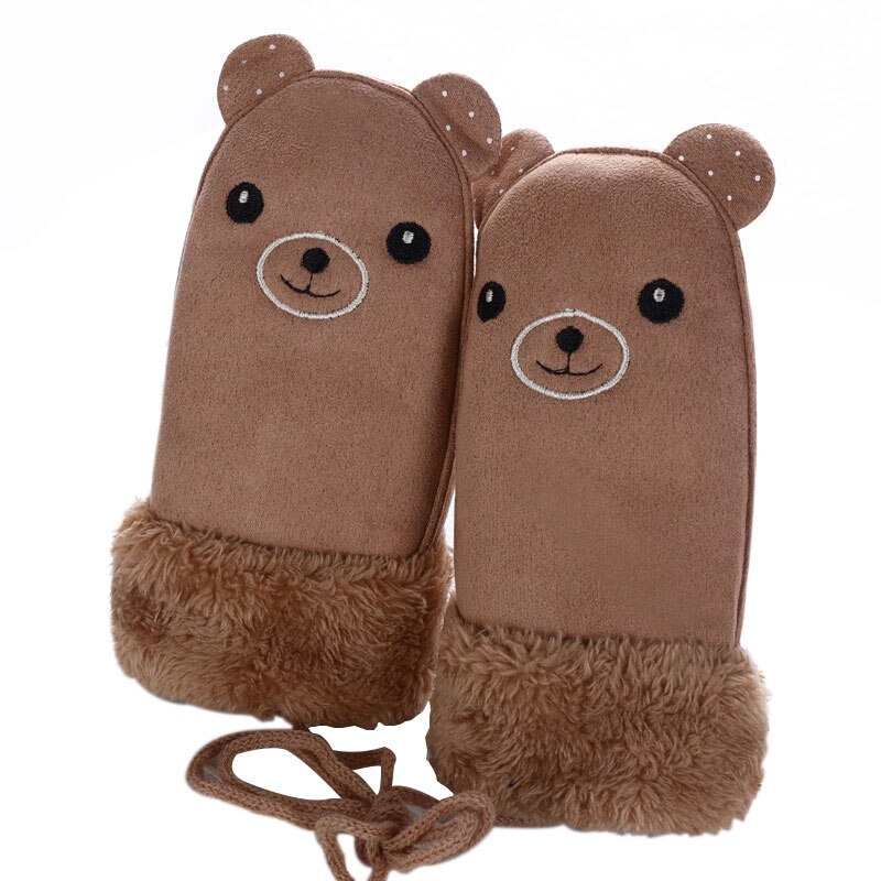 Winter kinder jongens meisjes winter handschoenen beren patroon zachte dikke sneeuwbal vechthandschoenen