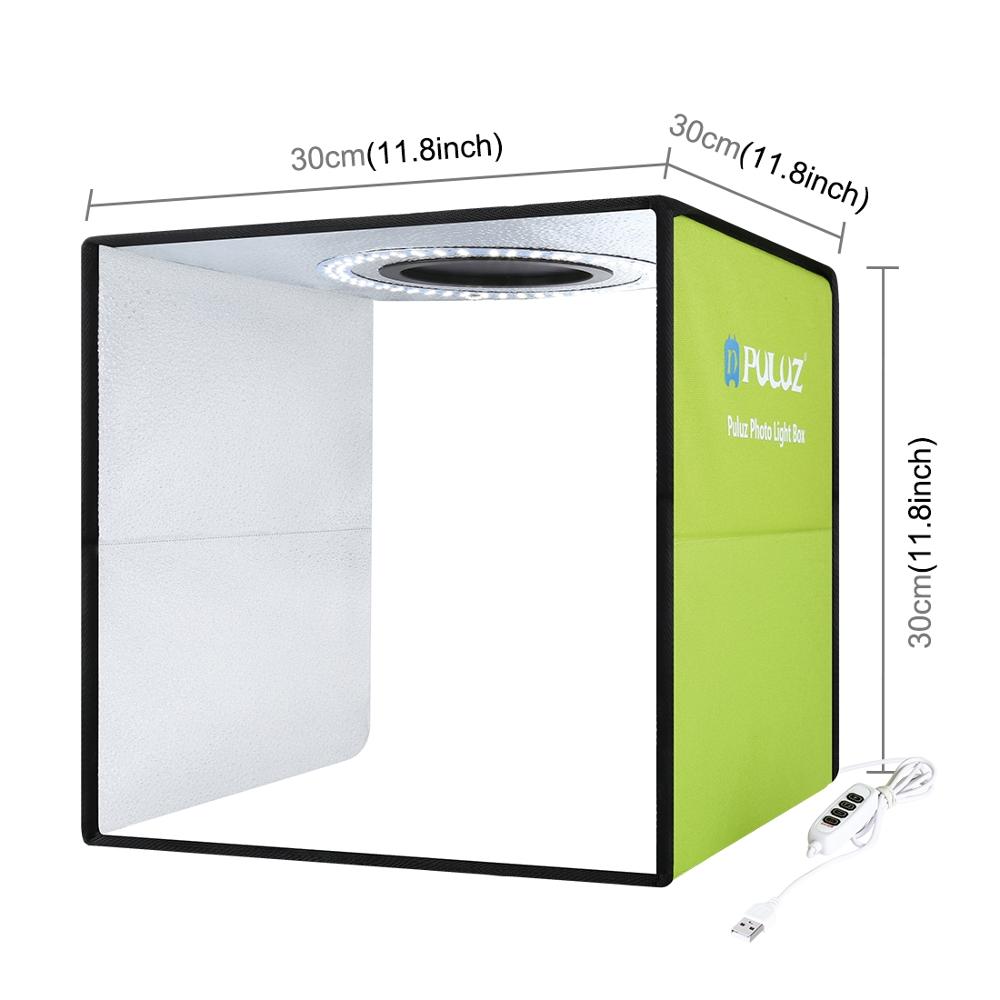 Foto caixa de luz estúdio caixa 30cm portátil dobrável lightbox anel luz tiro tenda caixa kit com 6 cores backdrops fotografia: Green