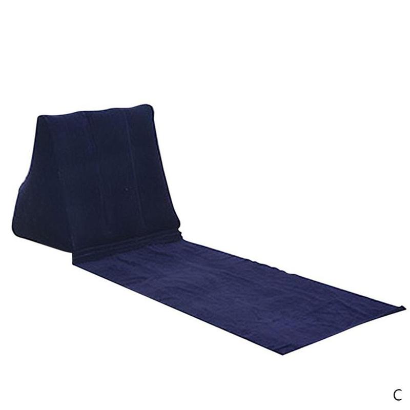 Tapis de Camping gonflable en Pvc, Long tapis de plage pliable, Support souple, Triangle, corps de plage, matelas gonflable, coussin de taille W7C7: Dark blue	