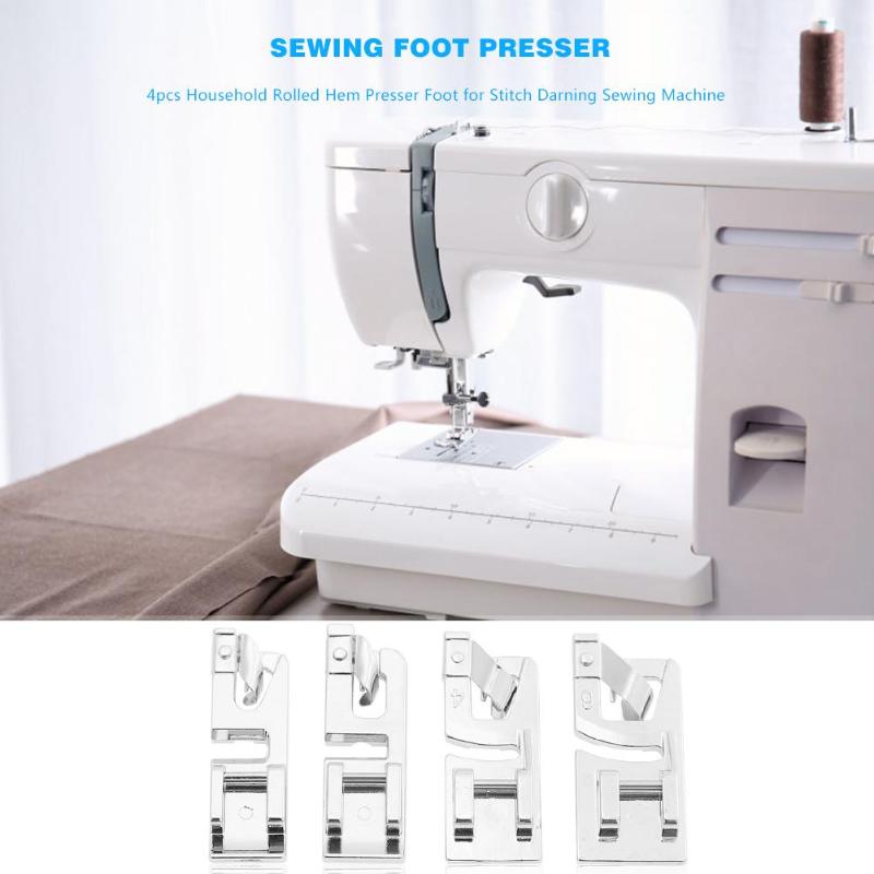 4pcs Sewing Foot Presser Multi-function Household Sewing Machine Rolled Hem Foot Presser Stitch Accessory Household Sewing Kit