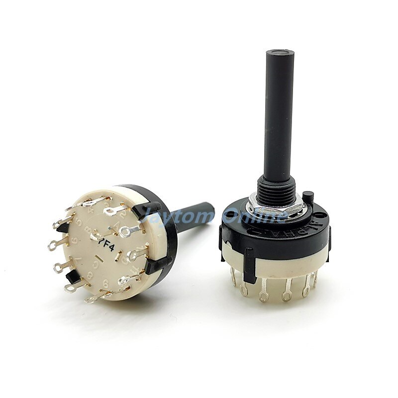 2pcs High SR26 Band Rotary Channel Selector Switch 1/2/3/4 Pole 12/6/4/3 Position Soldering Pins Handle Length 38MM