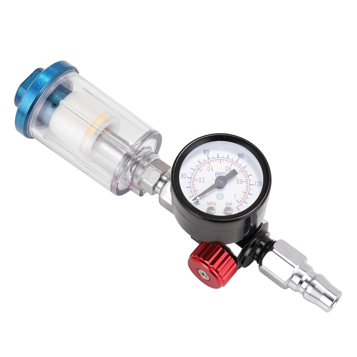 Hvlp spray luftregulator trykmåler 1/4 " mini inline luftfilter separator justerbar trykregulator manometer tilbehør: Sort