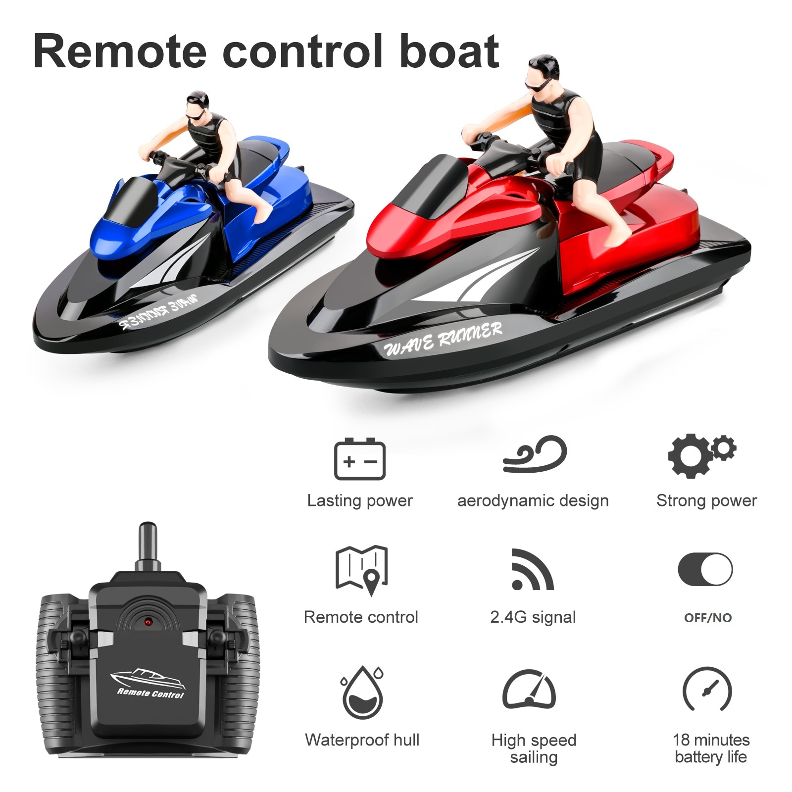 RC Speed Boat 2.4GHz Remote Control Motor Boat Speedboat Rivers And Lakes Water Toys For Pools Lakes Boys