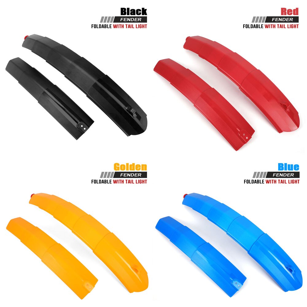 Foldable Bicycle Fender Kit With Taillight Telescopic MTB Road Bike Mudguard Cycling Bicycl Front Rear Fender Mud Water Guard