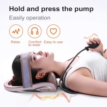 Cervical Neck Traction Device Chronic Neck Pain Relief Muscle Relax Pillow with Air Massager Neck Curve Correct Neck Stretcher